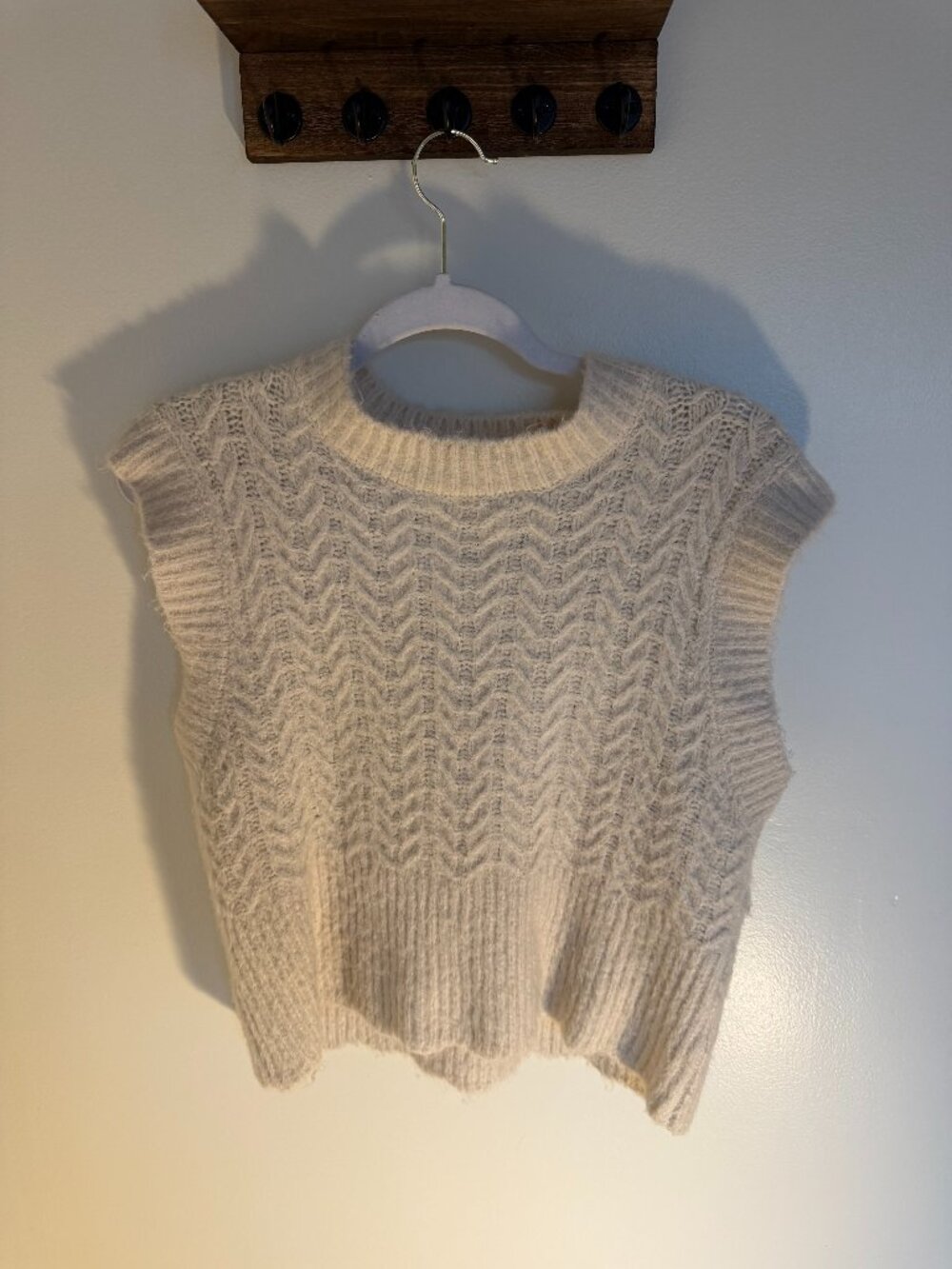 Cozy Cable-Knit Sleeveless Vest in Cream